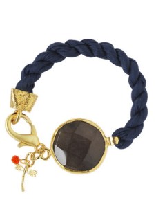 Mrs Brown armband av marinblått silke och mörkbrun Jadesten.