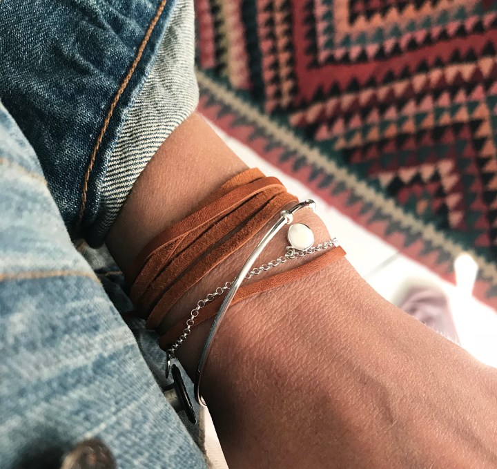 armband silver+läder