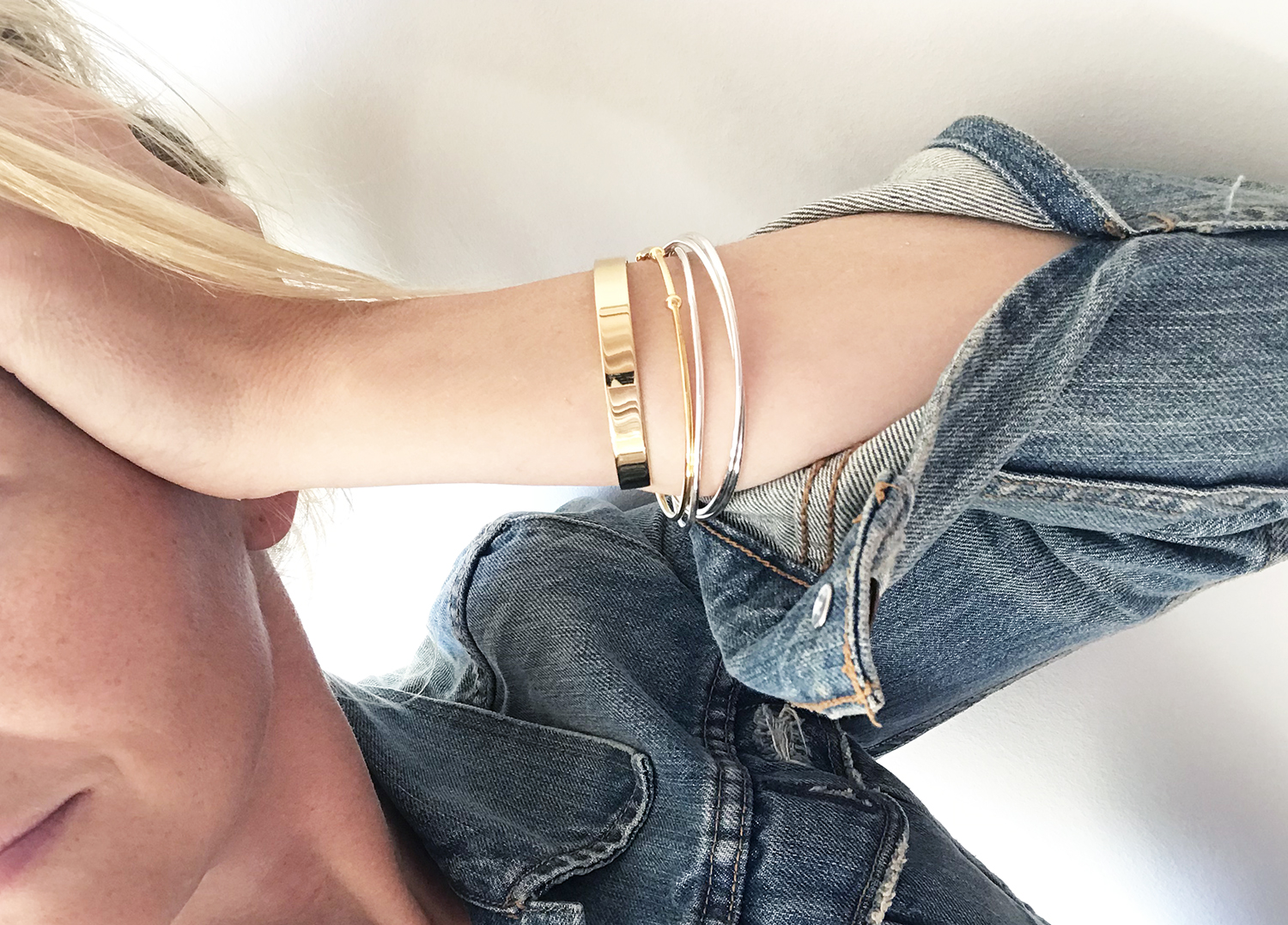 bangles,armband silver+guld